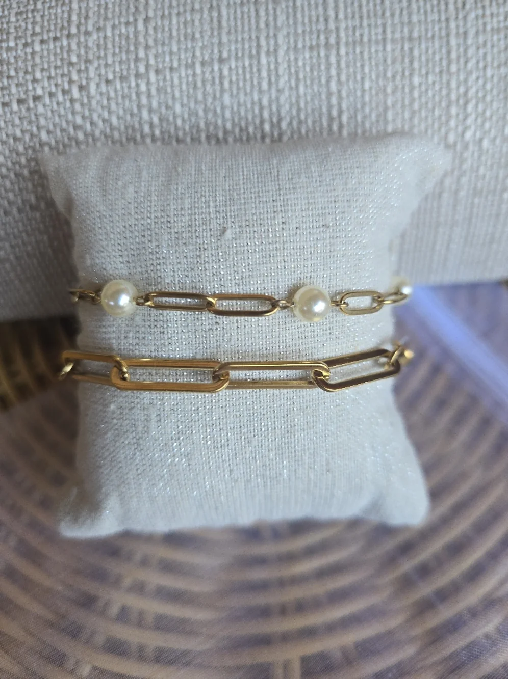 NWOT 18K PVD Set Of 2 Elegant Yellow Gold Paperclip Bracelets